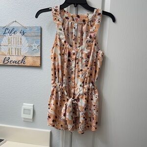 LC Lauren Conrad Peach and Cream Floral Blouse